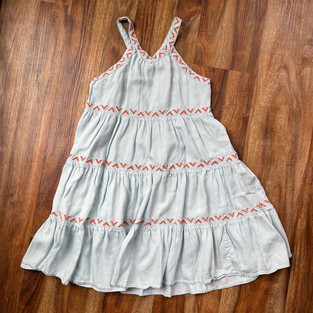 Peek Blue Sundress with Embroidered Accents Casual Halter